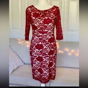 Fisoul Red Lace Dress Size XL Zipper Lined Date Night After 5 Dancing Glam Gift